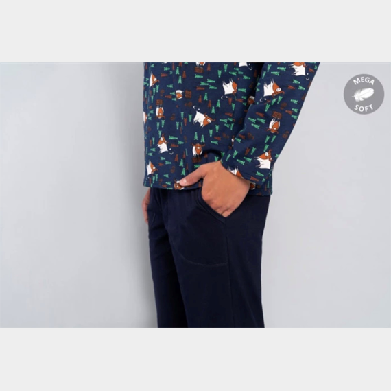 Férfi mintás pamut pizsama szett