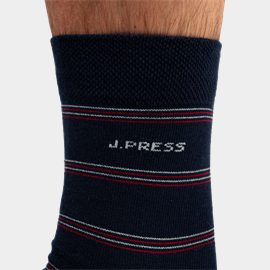 J.PRESS vékony csíkos pamut öltönyzokni